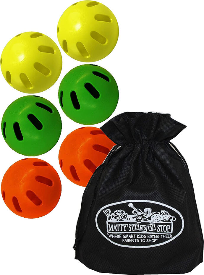 Yellow, Green & Orange Official WIFFLE® Ball 6 Pack with Storage Bag